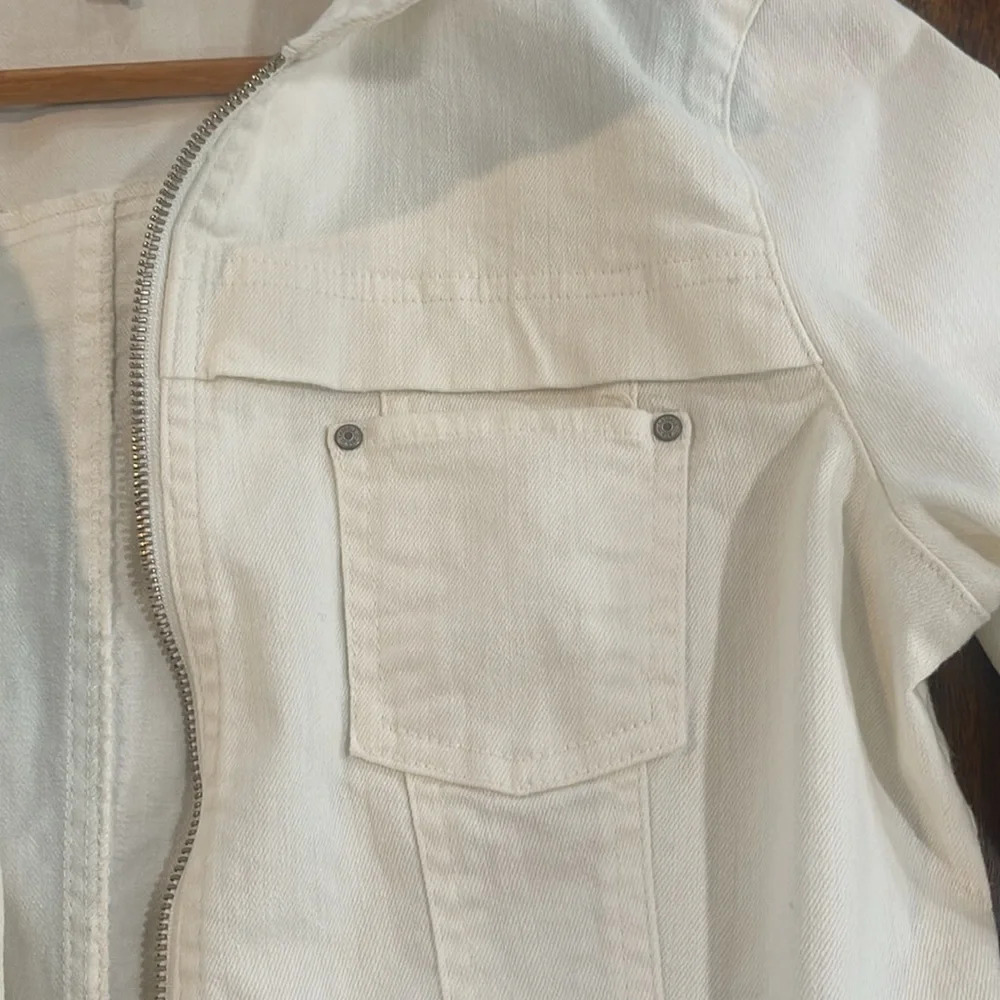 OSO Casuals Off White Denim Zip Front Jean Jacket Size Small - Picture 5 of 13
